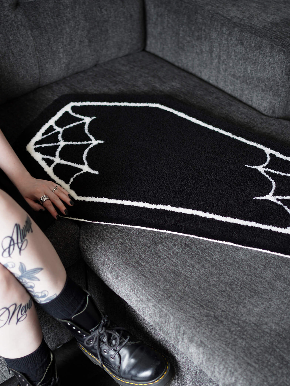 Cobweb Coffin Rug