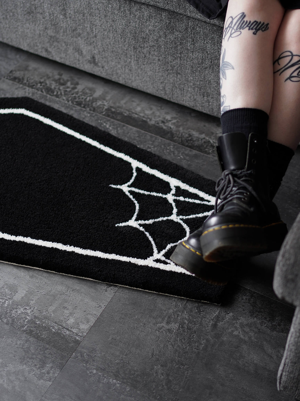 Cobweb Coffin Rug