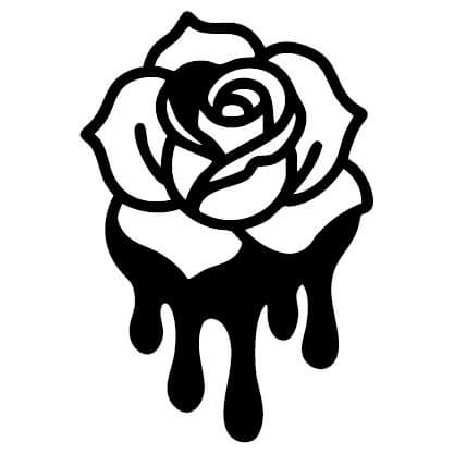 Unapologetic Aesthetics: A melting rose icon representing our bold and dark alternative design philosophy.